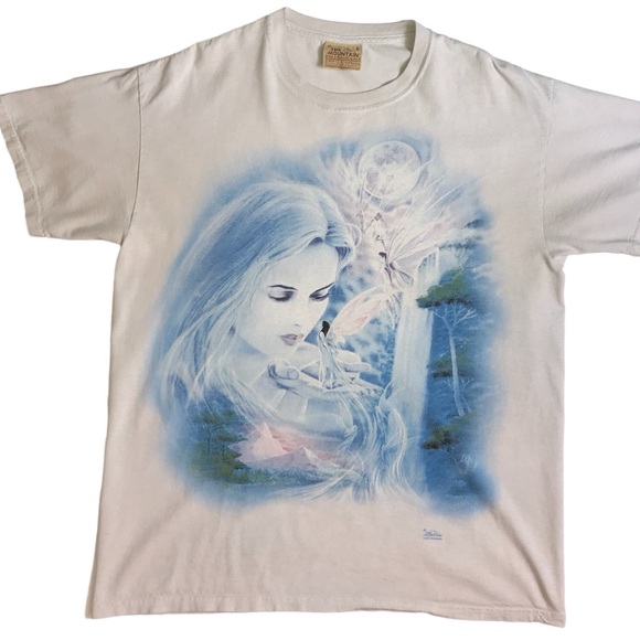 The Mountain Men's Large Beautiful Vivid Fairy Woman Trees And Moon Scene Tee - Picture 2 of 10